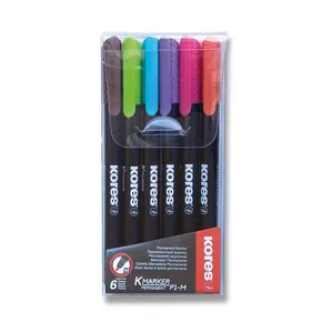 Permanentmarker Kores K-Marker Set mit 6 Farben, dünne Spitze M